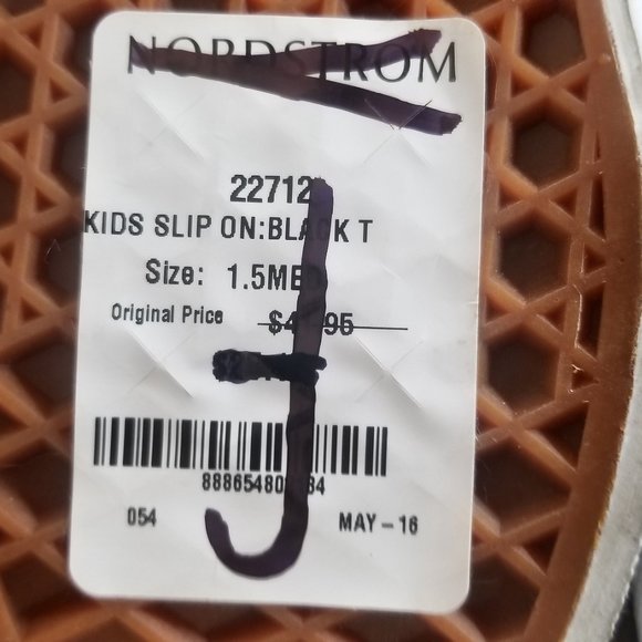 Vans Kids Slip-On Sneaker, Black & White Fabric, Childrens Size 1.5 - Picture 12 of 13